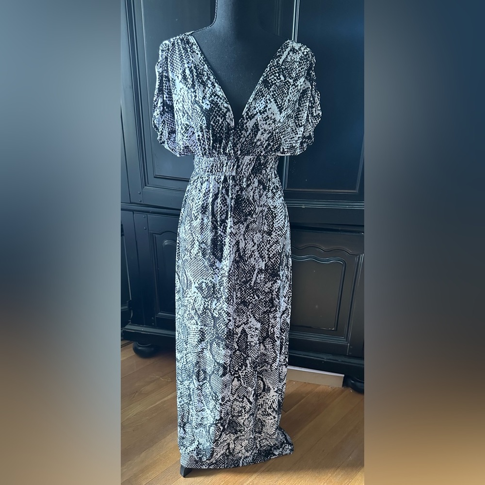 Necessary Objects Dress with touch detail in snakeskin print Size S